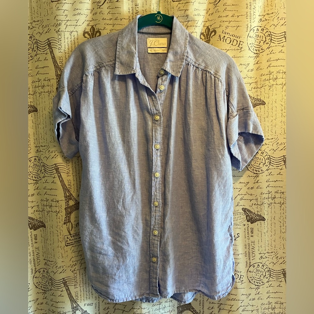 J. Crew Relaxed-Fit Short-Sleeve Baird McNutt Irish Linen Shirt French Blue XS